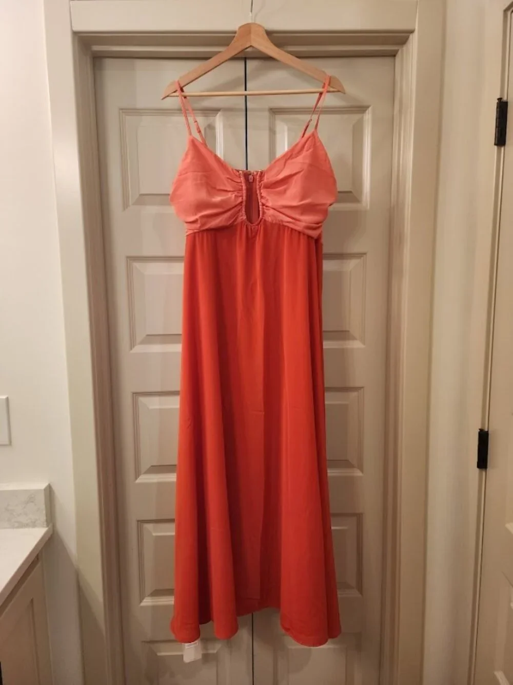 Abercrombie & Fitch | Bra-Free Hardware Maxi Dress in Coral | Size L